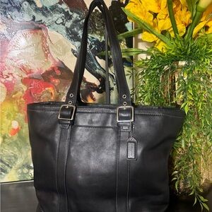 Coach Black Leather Tote Bag